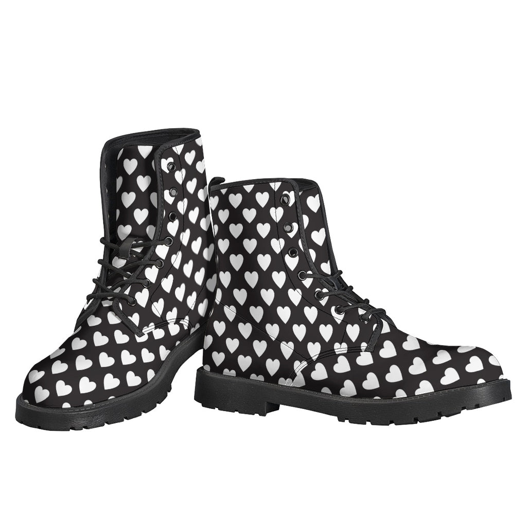 Heart & Soul: Black and White Leather Lightweight Hippie Boots - 3