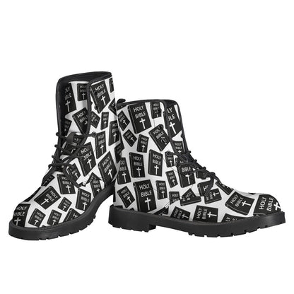 Peace, Love, and Holy Bible Leather Boots for Hippies - 3