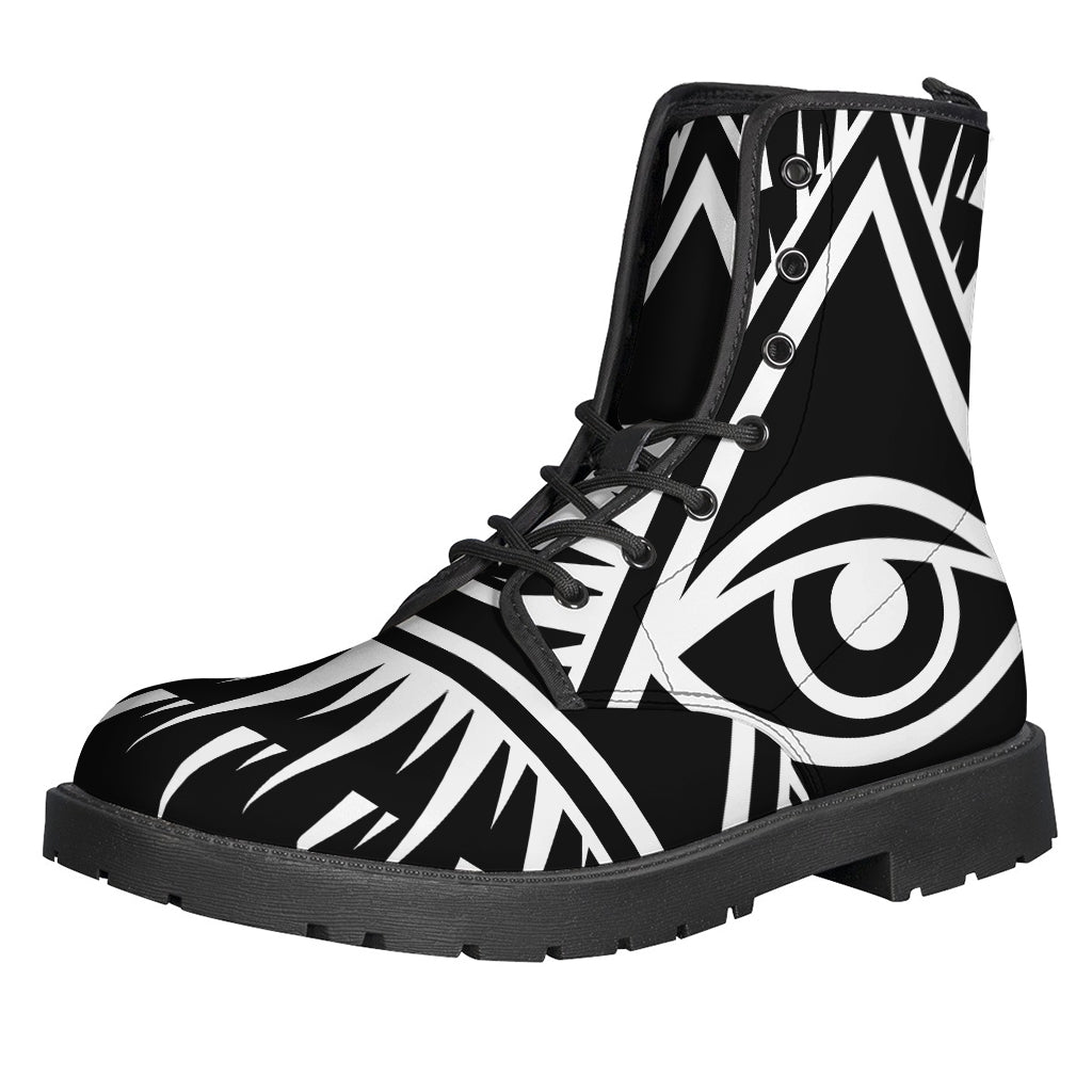 Illuminati Print Leather Lightweight Boots for Trendy Hippies - 1