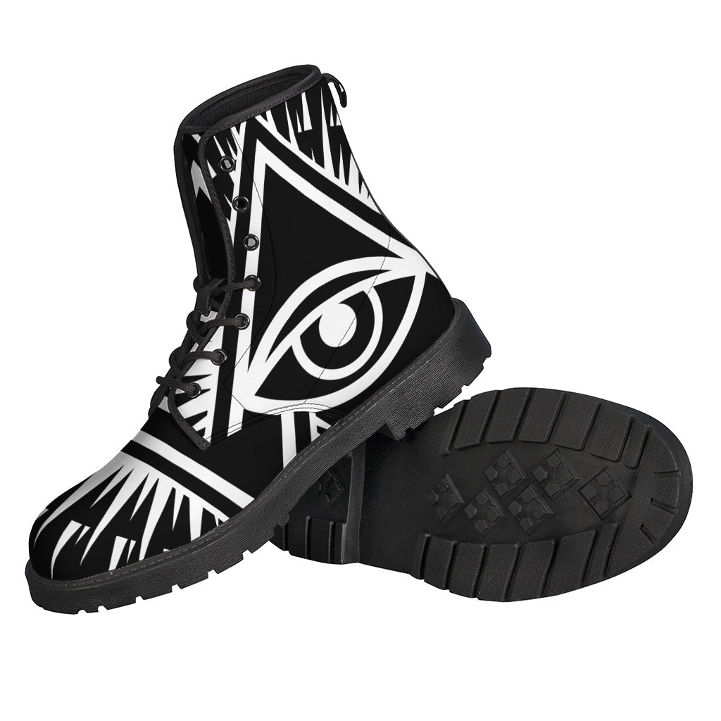 Illuminati Print Leather Lightweight Boots for Trendy Hippies - 2