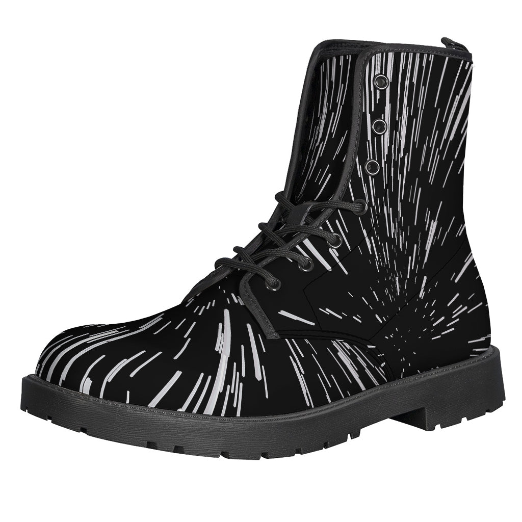 Boho Bliss: Black and White Lightspeed Leather Boots for Hippies - 1