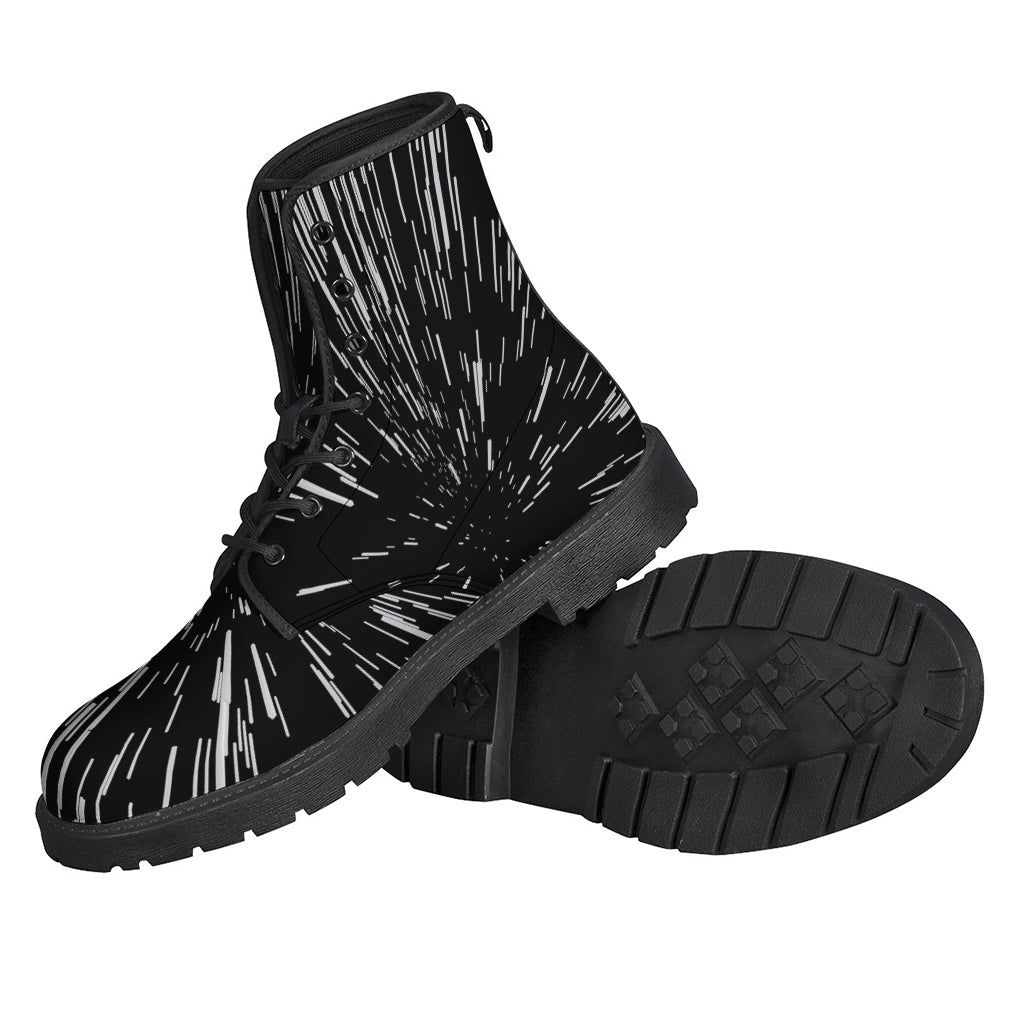 Boho Bliss: Black and White Lightspeed Leather Boots for Hippies - 2