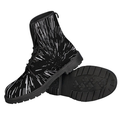 Boho Bliss: Black and White Lightspeed Leather Boots for Hippies - 2