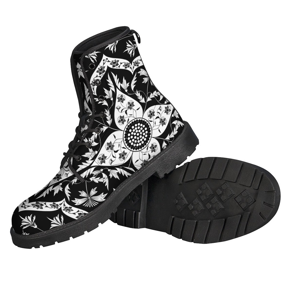 Groovy Lotus Mandala Leather Boots for Hippie Souls - 2