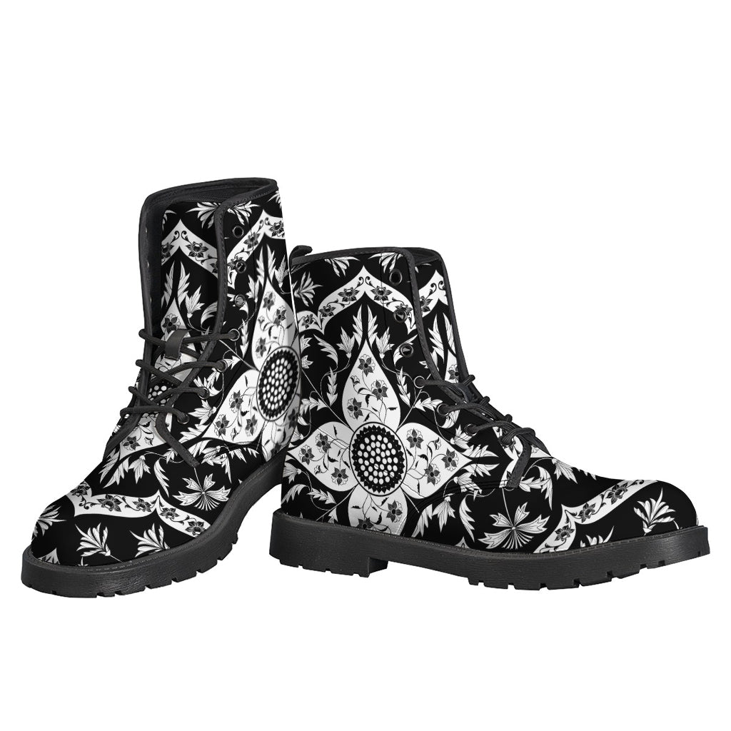 Groovy Lotus Mandala Leather Boots for Hippie Souls - 3