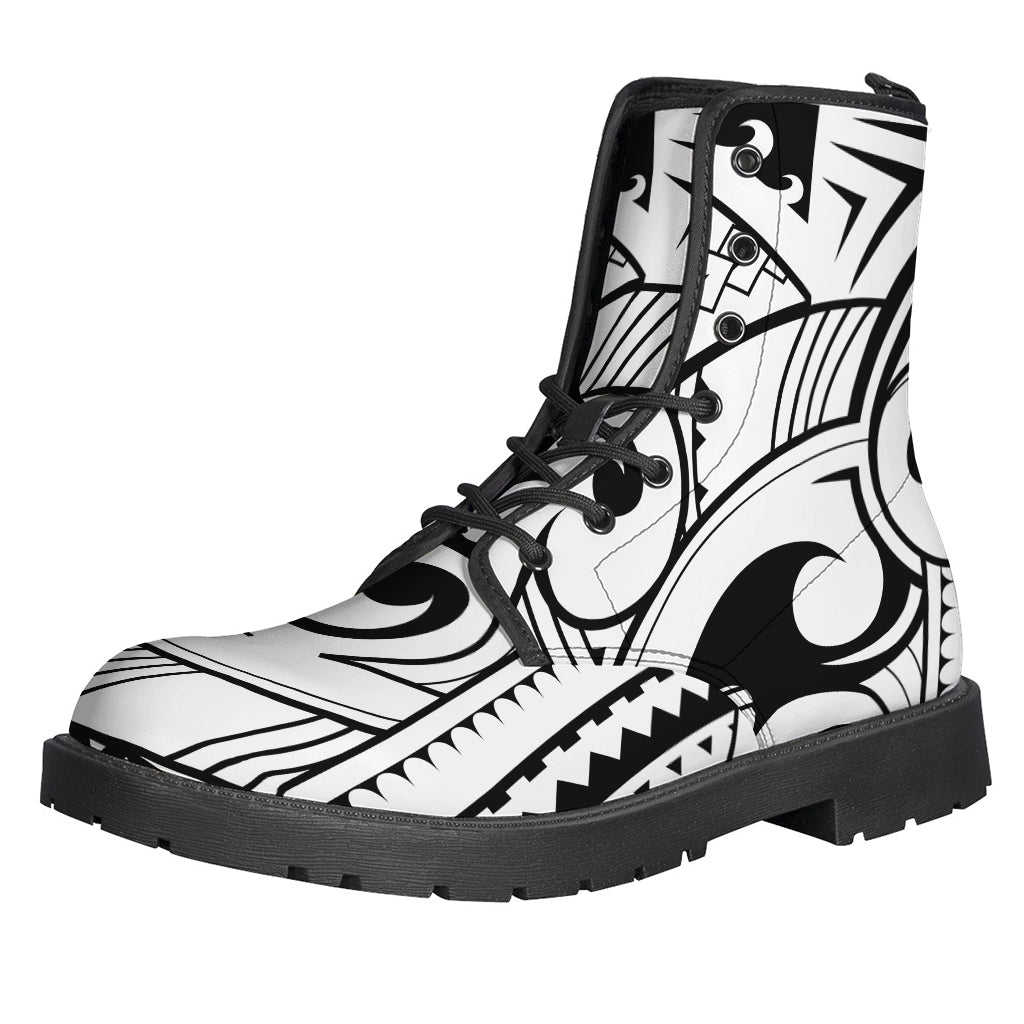 Maori Pattern Leather Boots for Peaceful Hippie Fashionistas - 1