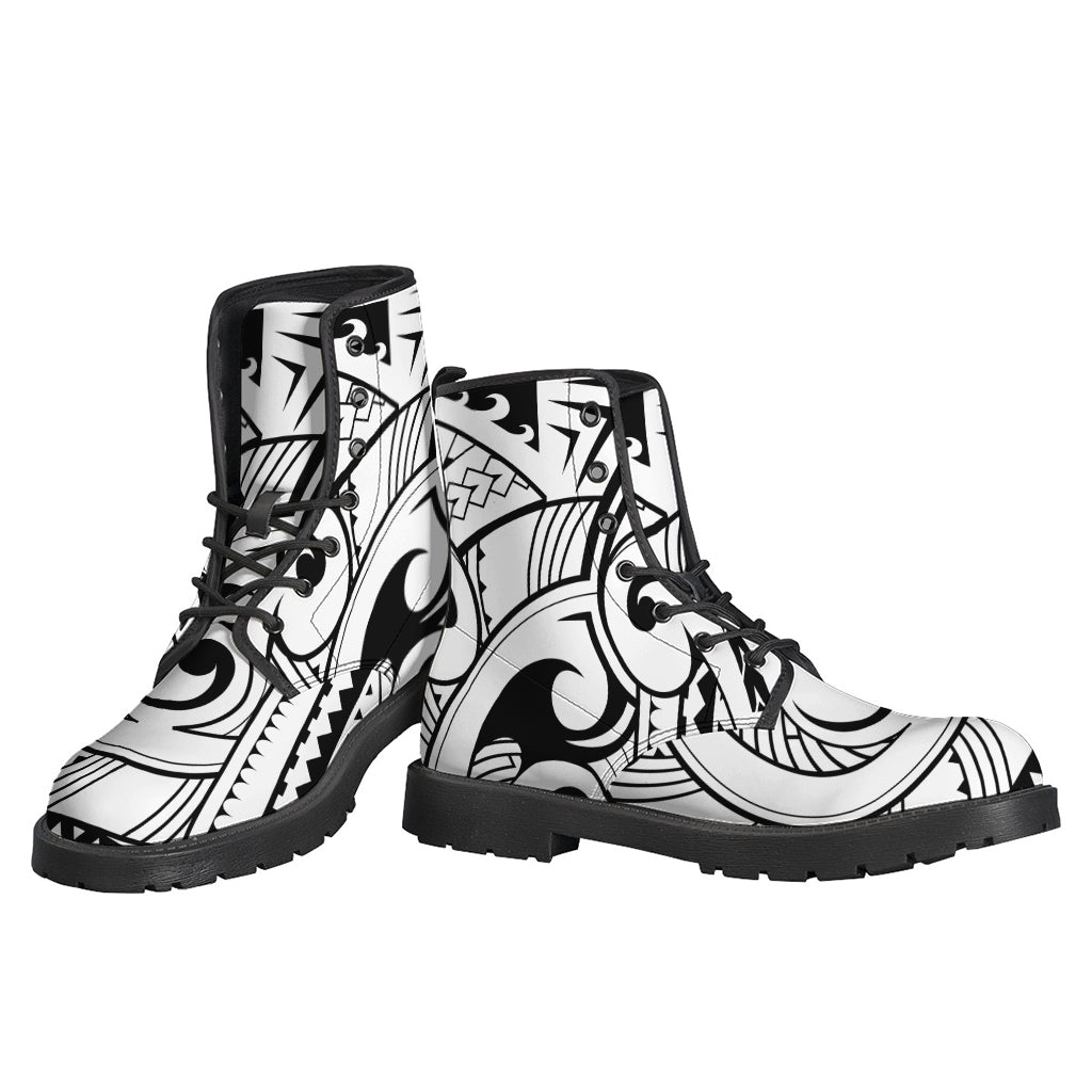 Maori Pattern Leather Boots for Peaceful Hippie Fashionistas - 3