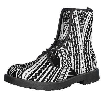 Maori Tattoo Print Leather Boots for the Free-Spirited Hippie - 1