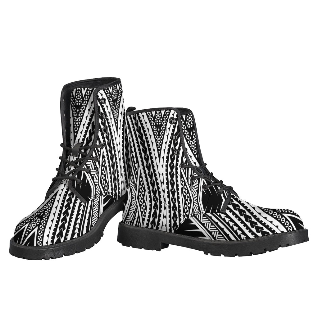 Maori Tattoo Print Leather Boots for the Free-Spirited Hippie - 3