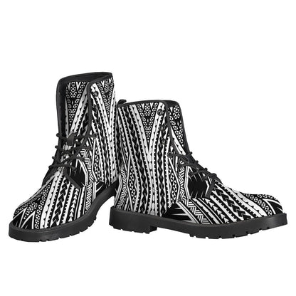 Maori Tattoo Print Leather Boots for the Free-Spirited Hippie - 3