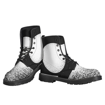 Boho Chic: Black and White Moonlight Print Leather Boots for the Free-Spirited Hippie - 3