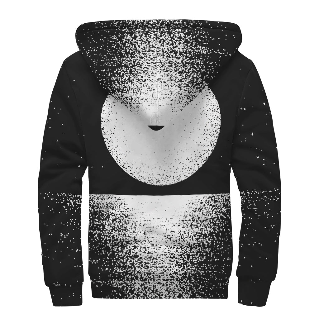 Black and White Moonlight Sherpa-Lined Zip Up Hoodie for Groovy Hippies - 2