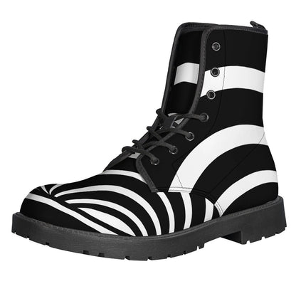 Groovy Optical Illusion Leather Boots: The Perfect Addition to Your Hippie Style - 1