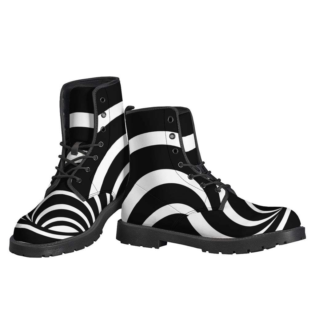 Groovy Optical Illusion Leather Boots: The Perfect Addition to Your Hippie Style - 3