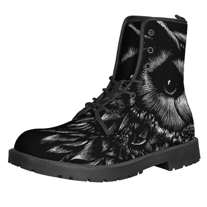 Step out in Style with these Hippie Owl Print Leather Boots - 1