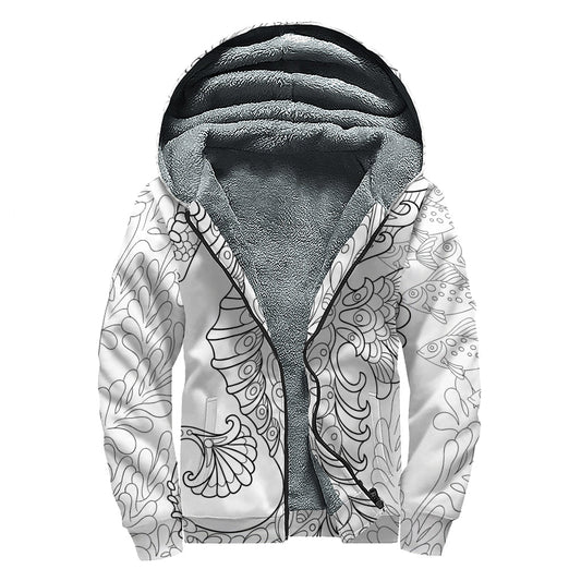 Seahorse Serenity Sherpa Lined Zip Up Hoodie for Hippie Souls - 1