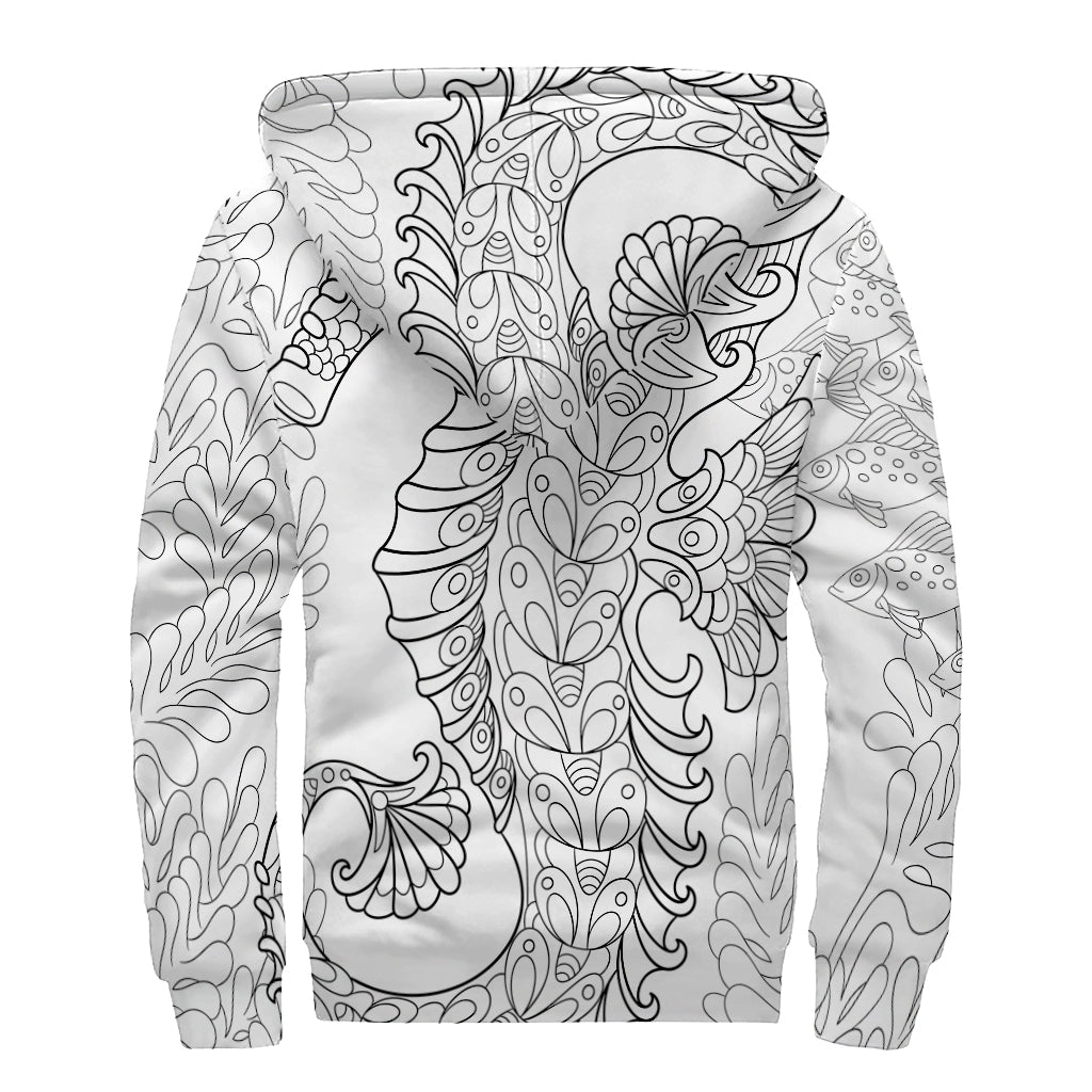 Seahorse Serenity Sherpa Lined Zip Up Hoodie for Hippie Souls - 2