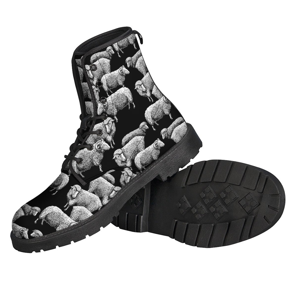 Groovy Sheep Pattern Leather Boots for Modern Hippies - 2