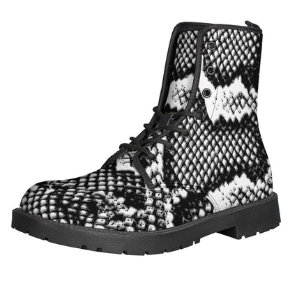 Groovy Snakeskin Print Leather Boots for Hippie Souls - 1