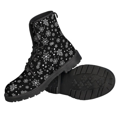 Groovy Snowflake Pattern Leather Boots for Free-Spirited Hippies - 2