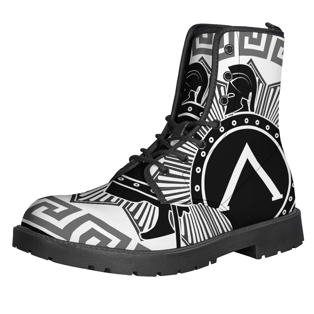 Spartan Warrior Printed Leather Boots for Modern Hippies - 1