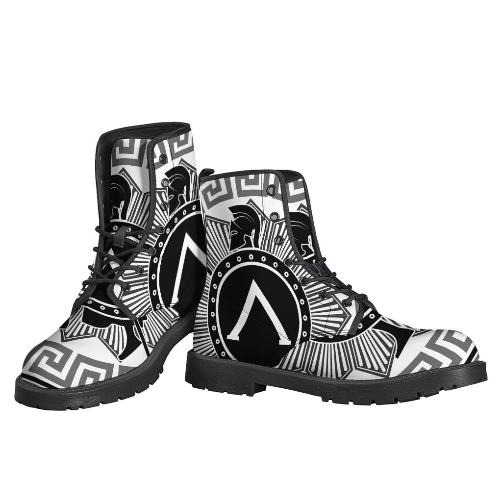 Spartan Warrior Printed Leather Boots for Modern Hippies - 3