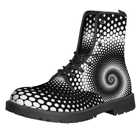 Spiral Dot Print Leather Boots for free-spirited hippies - 1