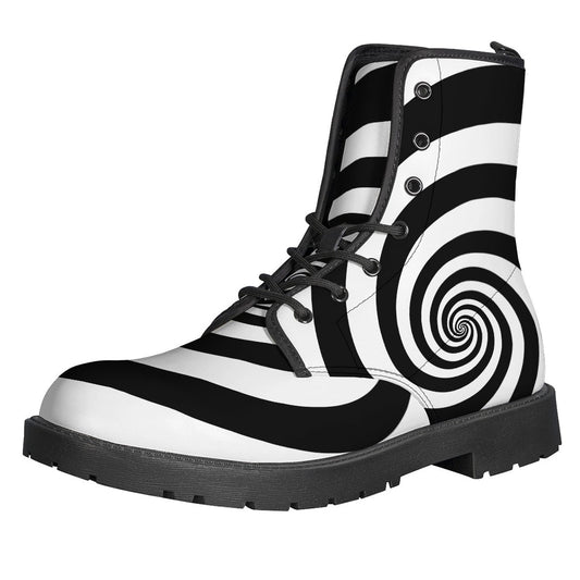 Groovy Spiral Illusion Leather Boots for the Free-Spirited Hippie - 1