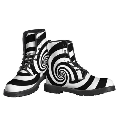 Groovy Spiral Illusion Leather Boots for the Free-Spirited Hippie - 3