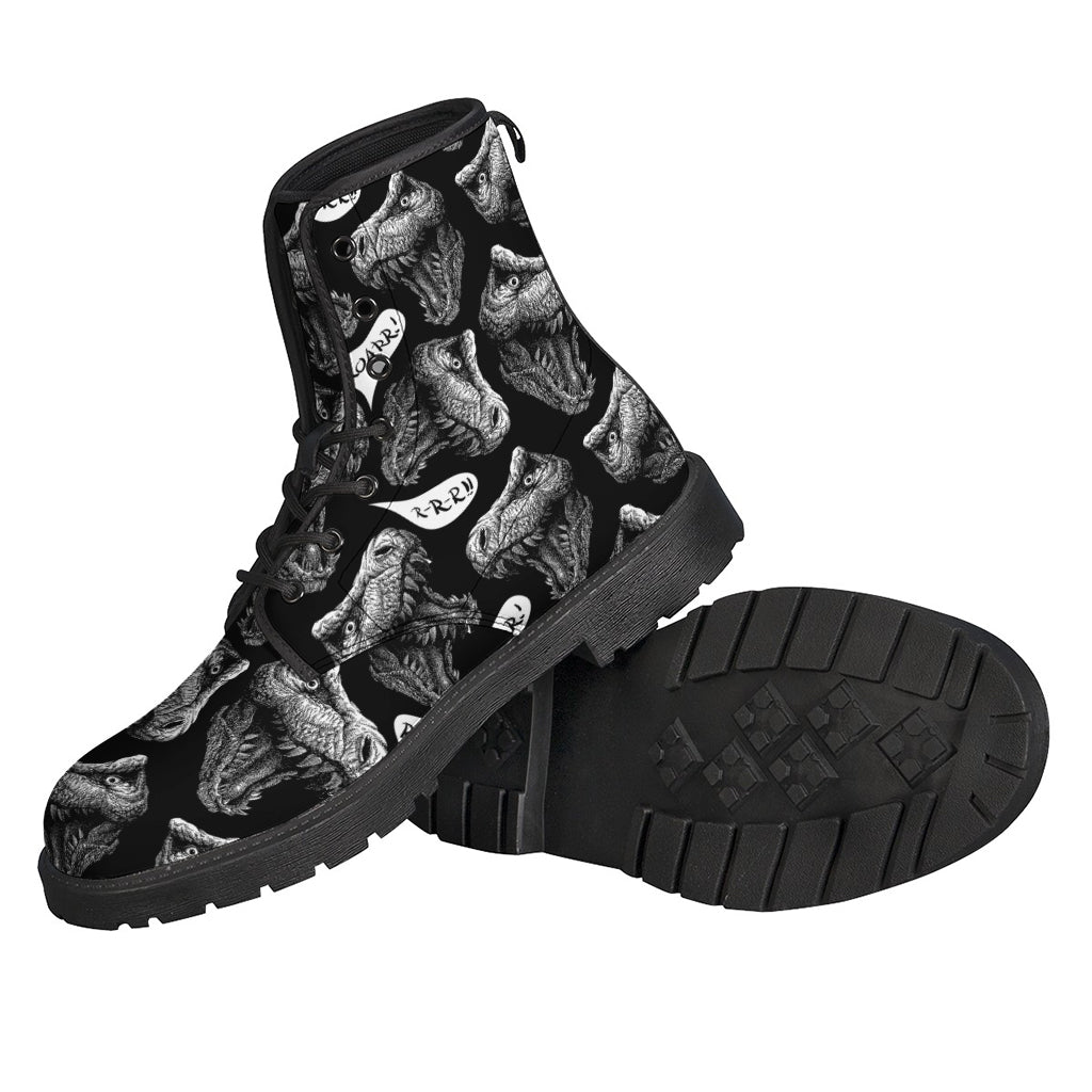 Dinosaur Print Leather Boots for Groovy Hippie Style - 2