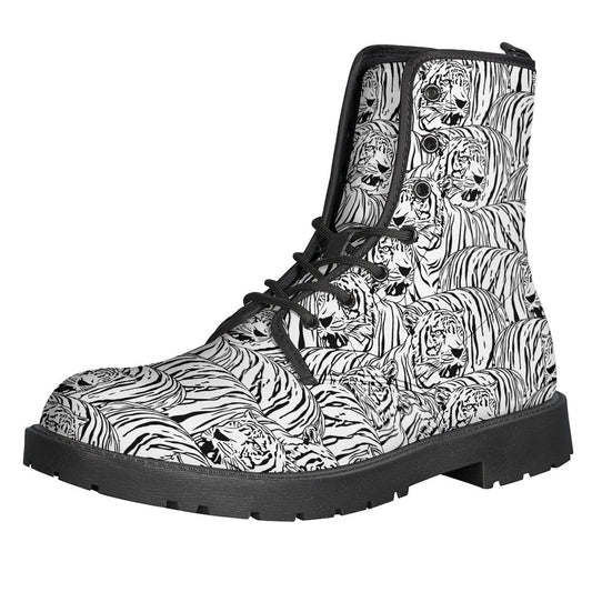 Groovy Tiger Pattern Leather Boots for the Free-Spirited Hippie - 1