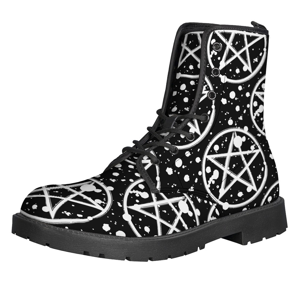 Walk in Style with Wicca Pentagram Leather Boots for Hippies - 1