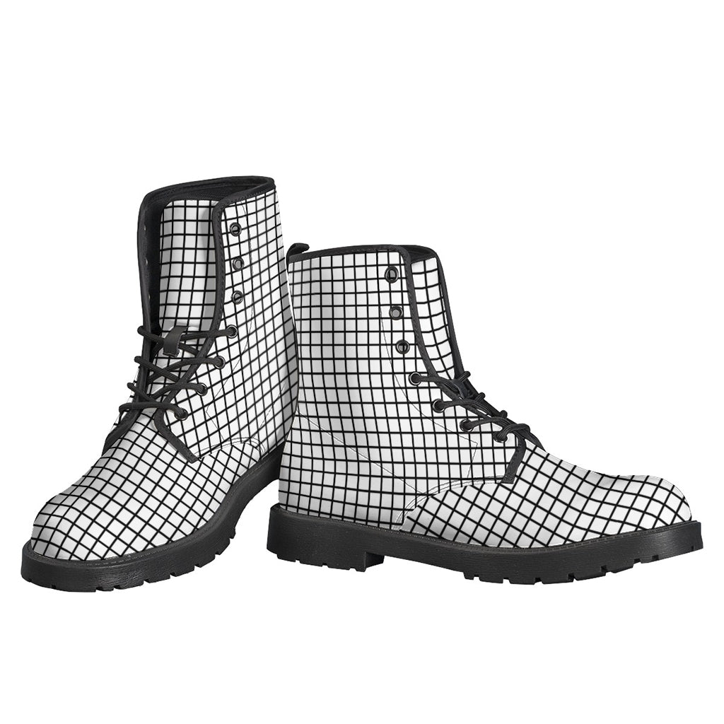 Groovy Hippie-Chic Black and White Leather Boots - 3