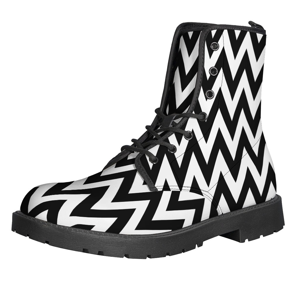 Groovy Zigzag Pattern Leather Boots for Stylish Hippies - 1