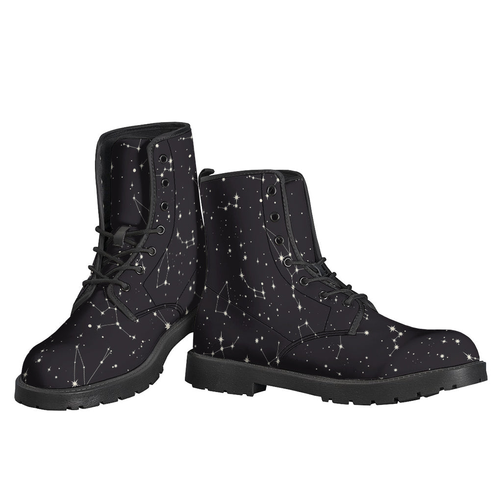 Zodiac Stars Print Leather Boots: Groovy Hippie Style for the Modern Nomad - 3