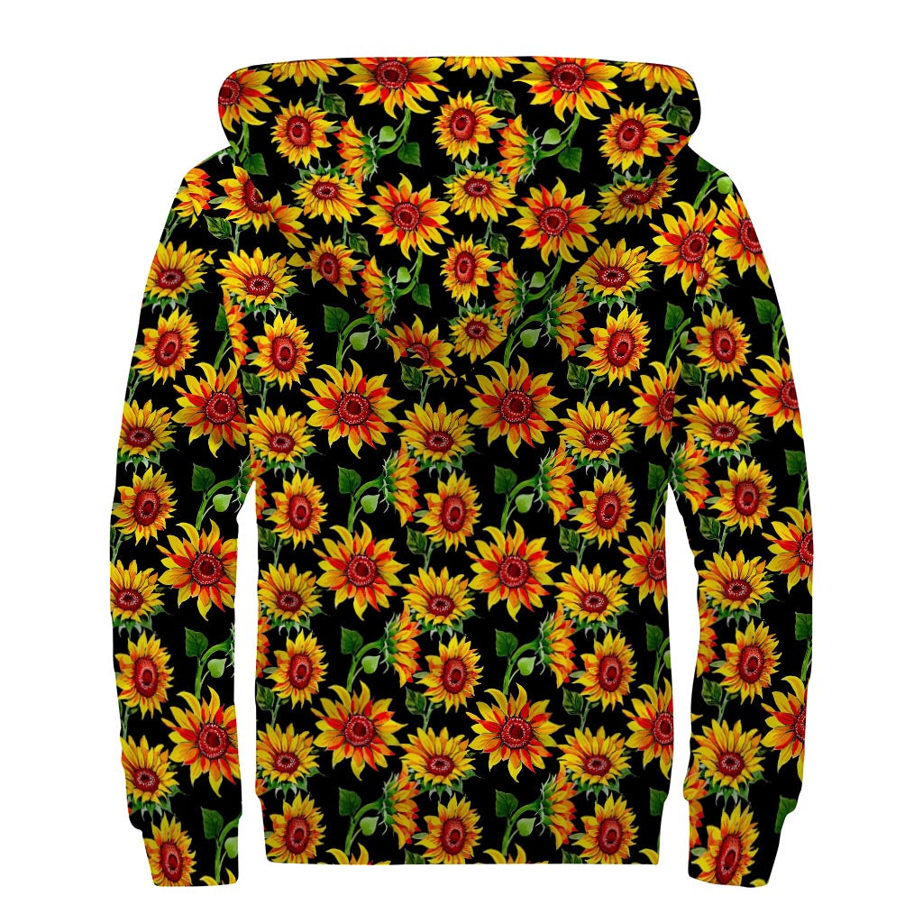 Groovy Sunflower Sherpa-Lined Hoodie for Peace-Loving Hippies - 2