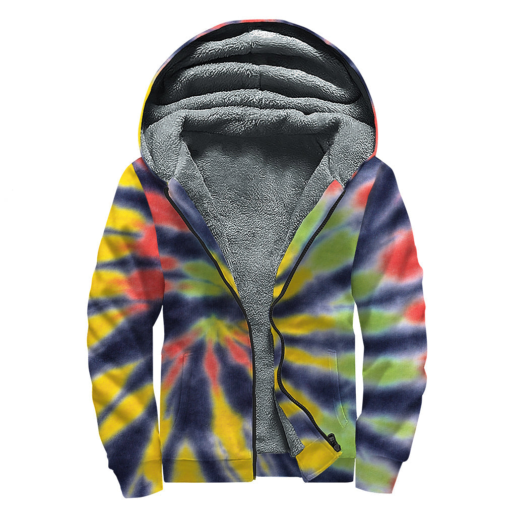 Groovy Spiral Tie-Dye Sherpa-Lined Zip Up Hoodie for the Modern Hippie - 1