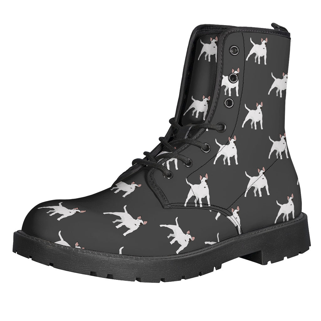 Groovy Bull Terrier Print Leather Boots for the Ultimate Hippie Vibe - 1