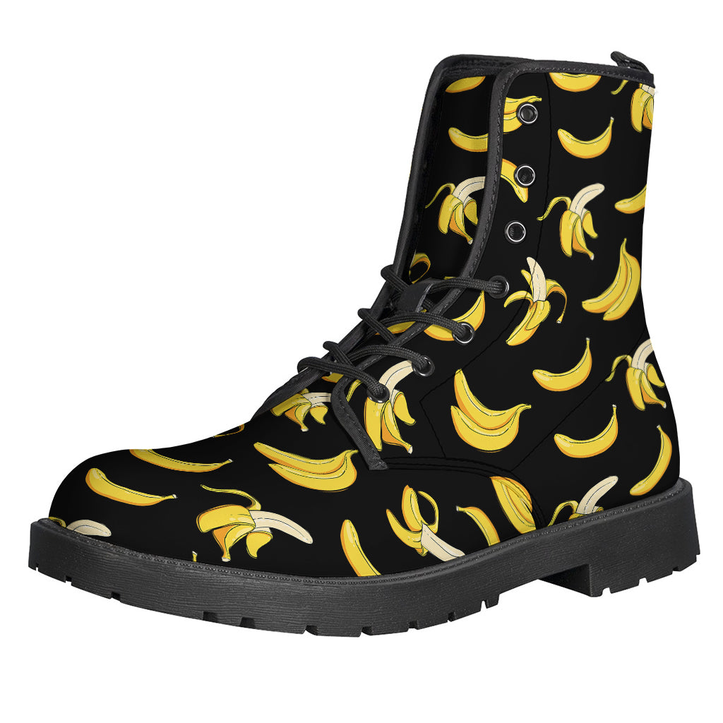 Groovy Banana Pattern Leather Boots for Hippies with Lightweight Style - 1