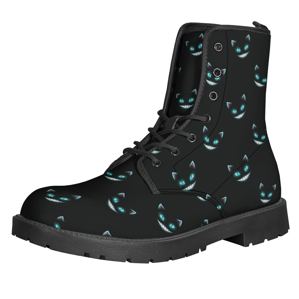 Cheshire Cat Pattern Leather Boots: A Hippie's Dream Footwear - 1