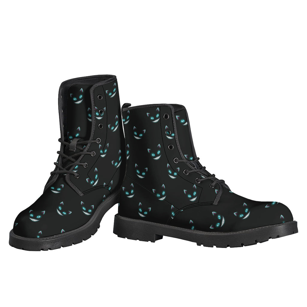 Cheshire Cat Pattern Leather Boots: A Hippie's Dream Footwear - 3