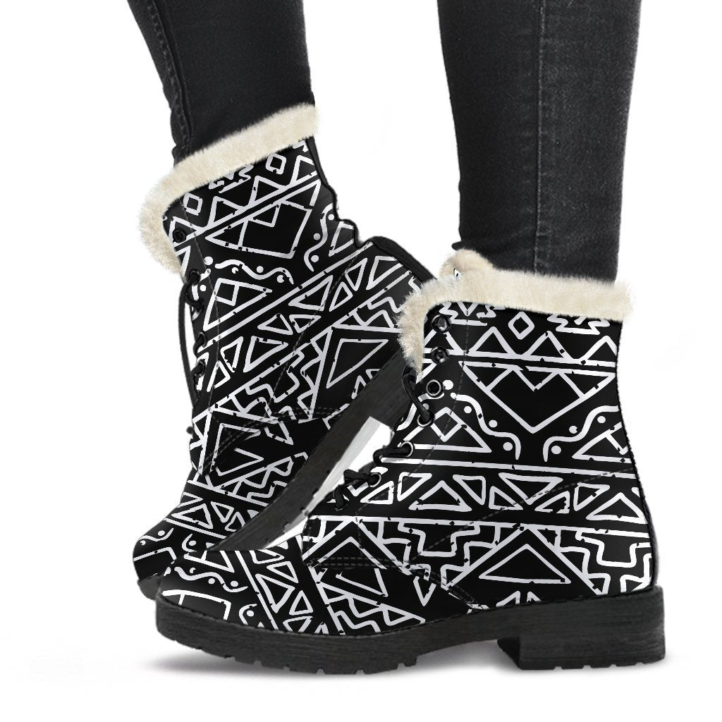 Psychedelic Vibes Faux Fur Leather Boots - 1