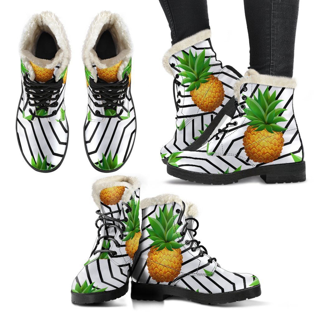 Groovy Geometric Pineapple Faux Fur Leather Boots - Embrace Your Inner Hippie! - 2