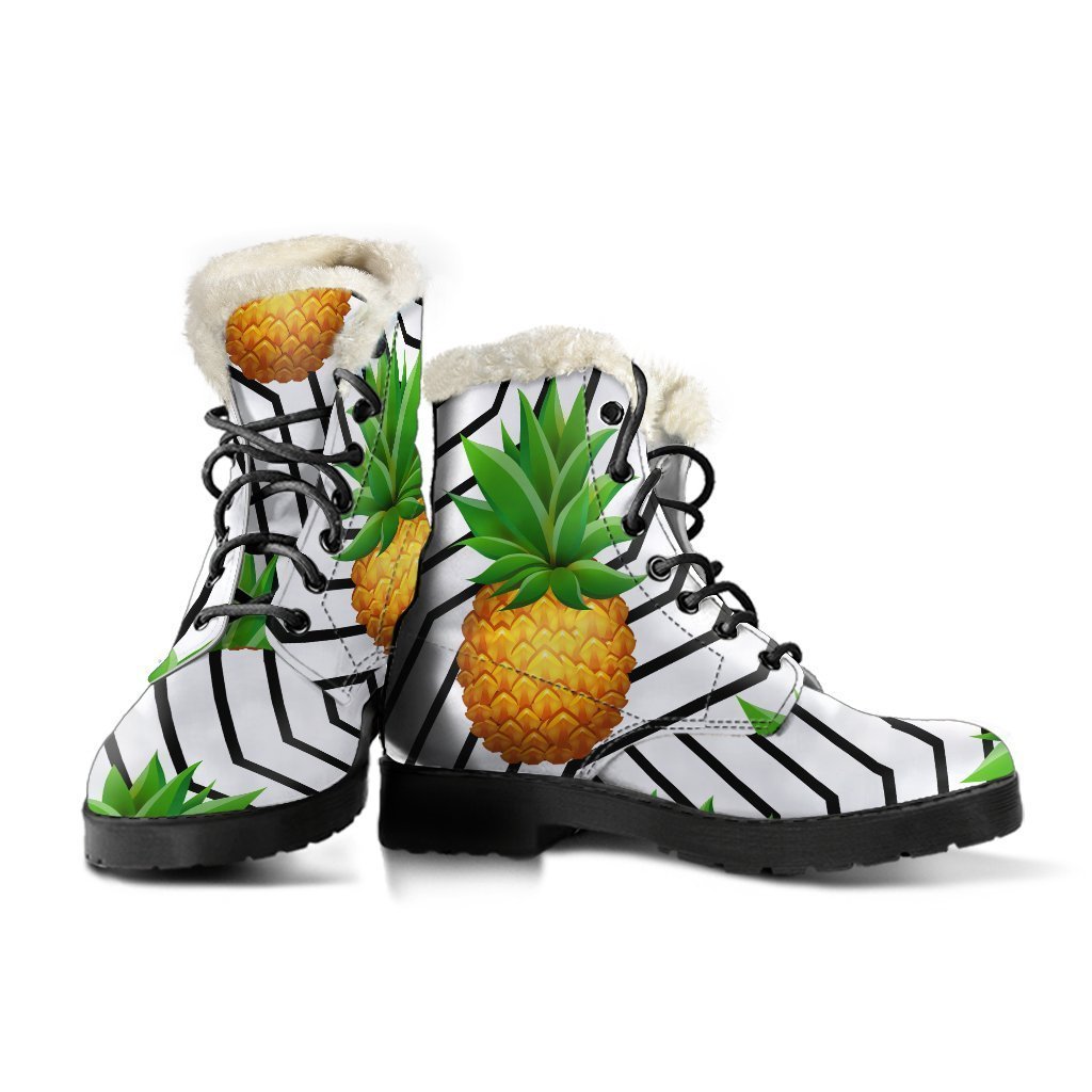 Groovy Geometric Pineapple Faux Fur Leather Boots - Embrace Your Inner Hippie! - 3