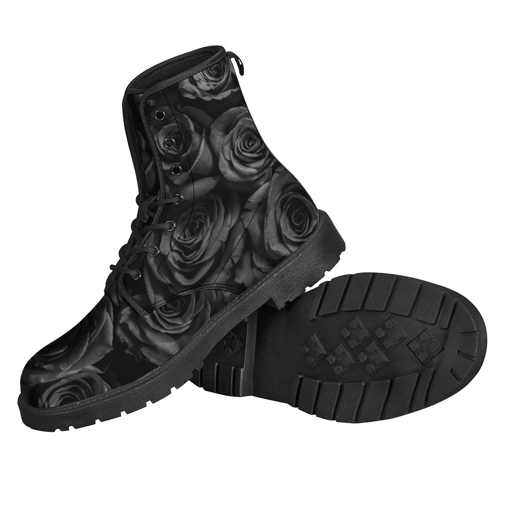 Black Rose Print Leather Boots for the Free-Spirited Soul - 2