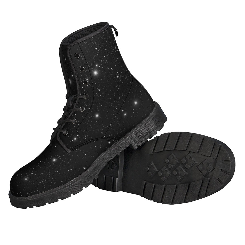 Black Space Print Leather Hippie Boots - 2