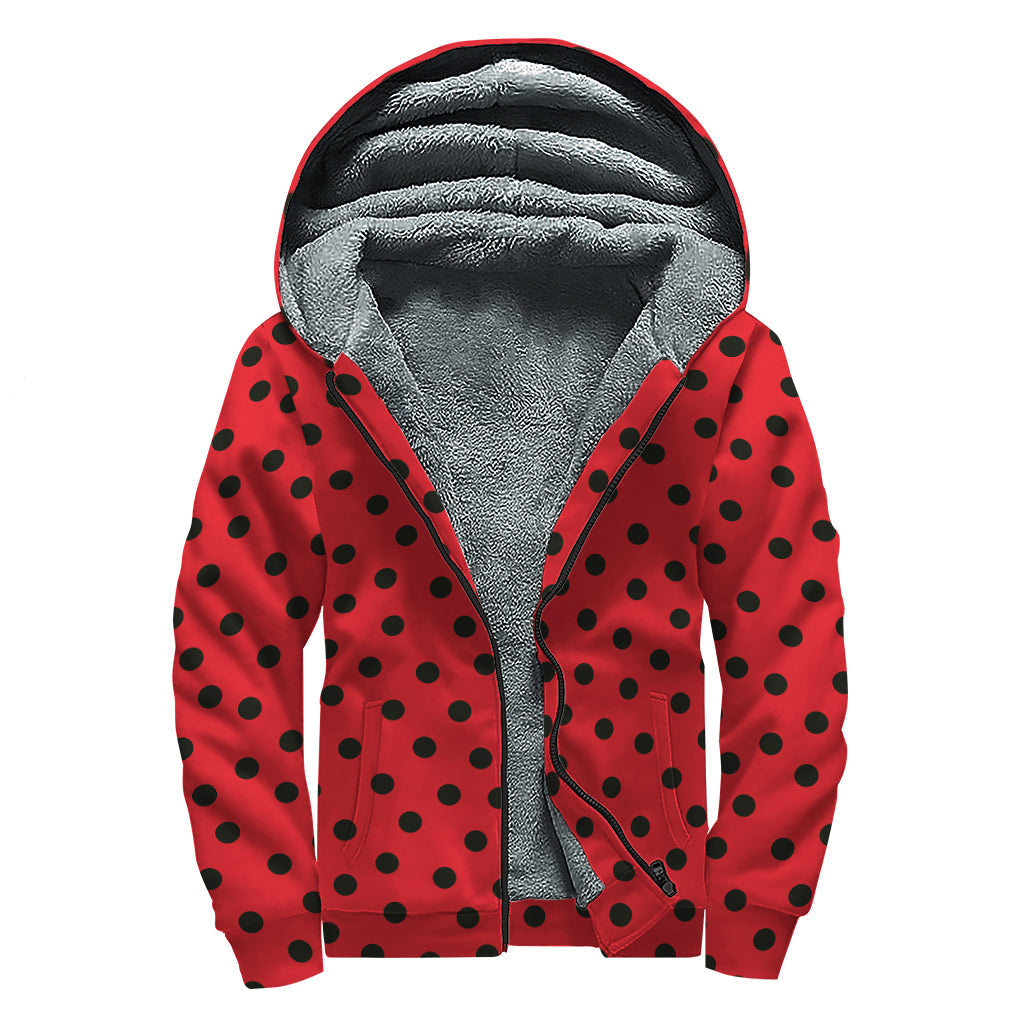 Groovy Ladybird Pattern Sherpa Lined Zip Up Hoodie - 1