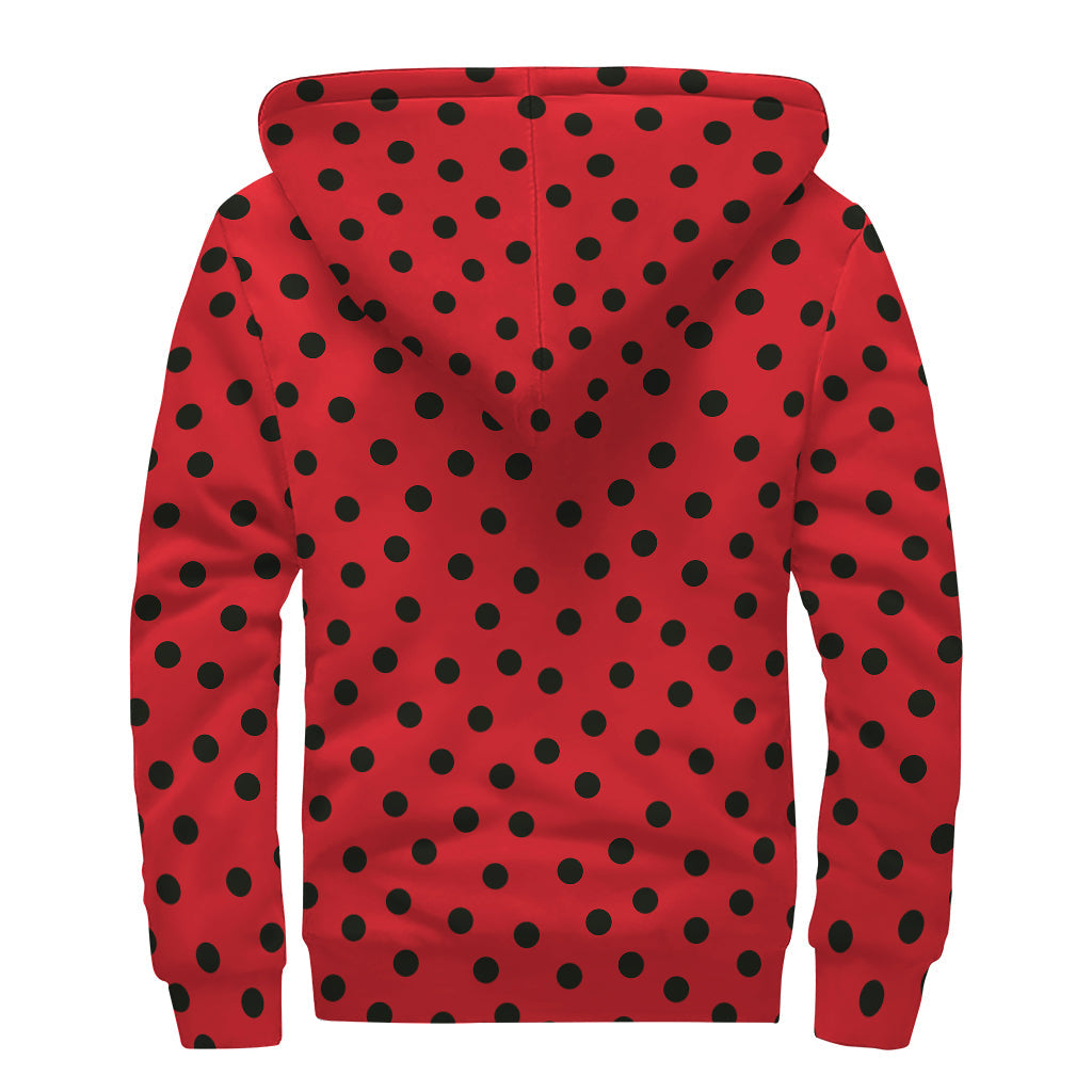 Groovy Ladybird Pattern Sherpa Lined Zip Up Hoodie - 2