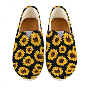 Emerald Blossoms - Black Sunflower Pattern Print Casual Shoes For Hippie