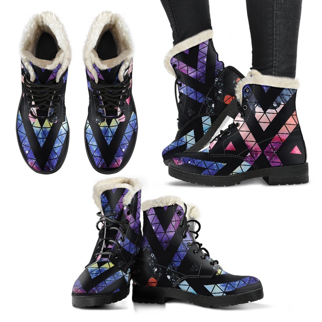 Groovy Galaxy Faux Fur Leather Boots for Stylish Hippies - 2